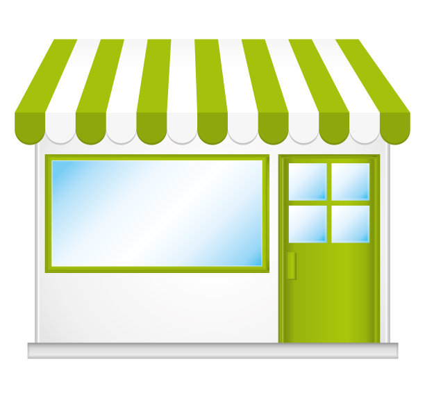 可爱的绿色小商店。矢量图标。图片下载