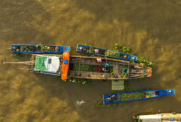 芹苴市蔡郎水上市场航拍照片图片下载