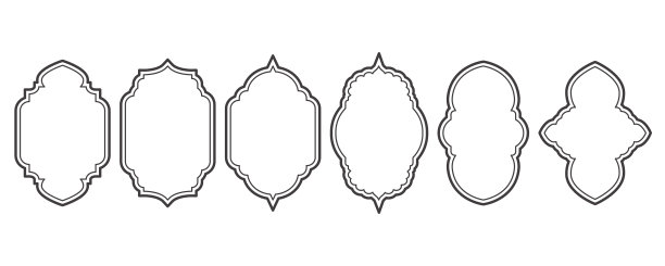 斋月窗框和门框。带有装饰的伊斯兰拱门。东方设计元素。阿拉伯和土耳其轮廓标签。矢量装饰集图片下载