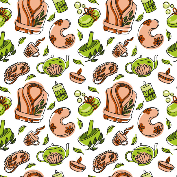 身体按摩，芳香疗法，水疗。放松。无缝模式图片下载