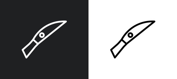 刀使轮廓图标在白色和黑色的颜色。刀制作平面矢量图标从活动和爱好收集的网络，移动应用程序和用户界面。图片下载