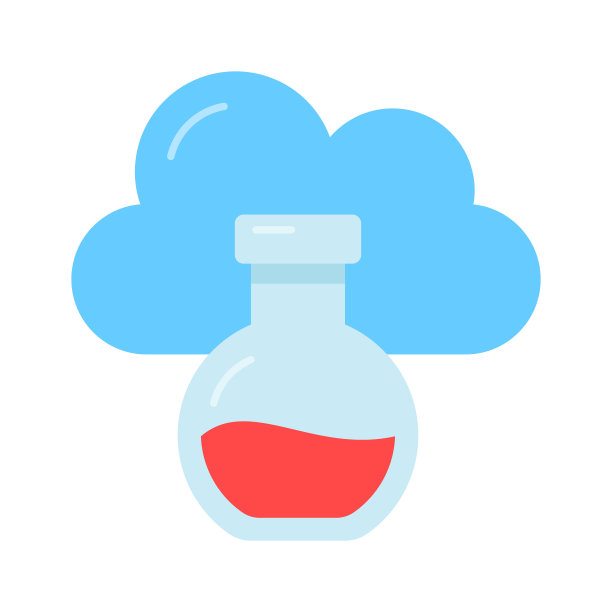云与烧瓶显示云实验的概念向量，可定制的设计图片下载