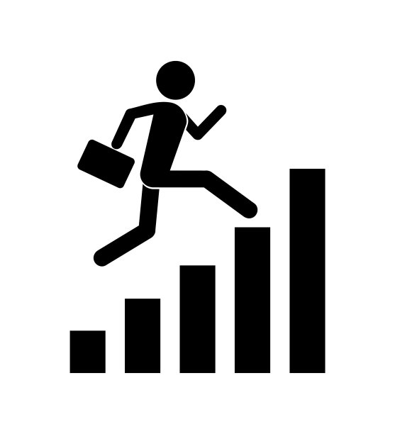 矢量插图的商人跑上图形上的白色背景图片下载