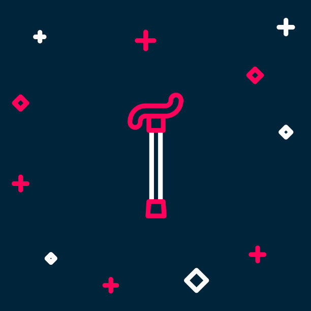 行手杖手杖图标孤立在蓝色图片下载