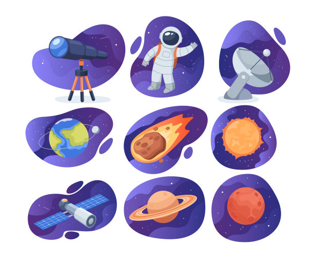 空间探索矢量插图集的符号图片下载