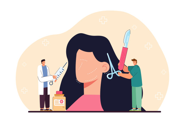 医生在手术前标记女性面部矢量图图片下载