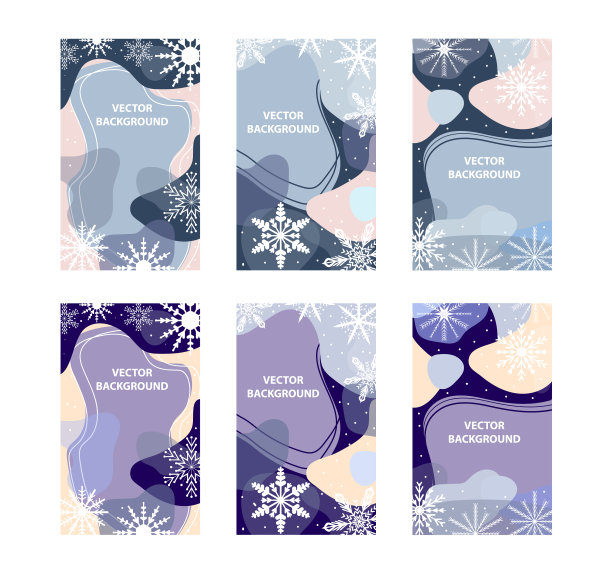 冬季抽象海报设置在现代潮人风格图片下载