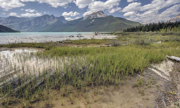 班夫国家公园赫克托湖全景图图片下载