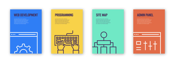 Web开发概念模板布局设计。现代小册子，书封面，传单，海报设计模板图片下载