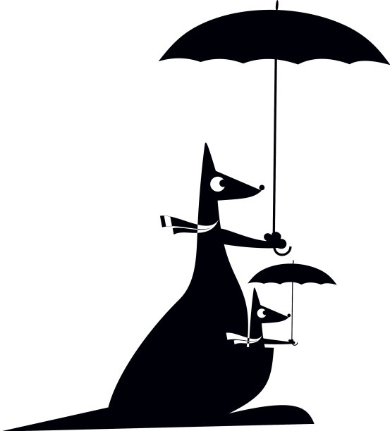 有袋的卡通袋鼠里有一个婴儿图片下载