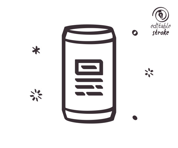 俏皮线条插图汽水罐图片下载