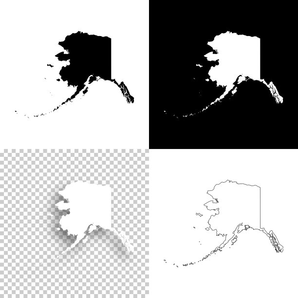 阿拉斯加地图设计-空白，白色和黑色背景图片下载