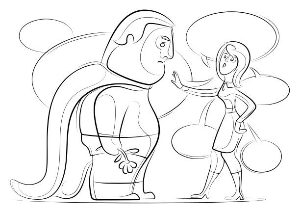 女人拒绝画悲伤的超级英雄线条图片下载