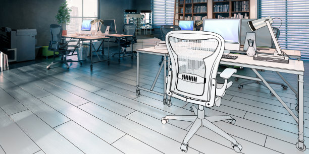 行政与规划办公室设计(概念)-全景3D可视化图片下载