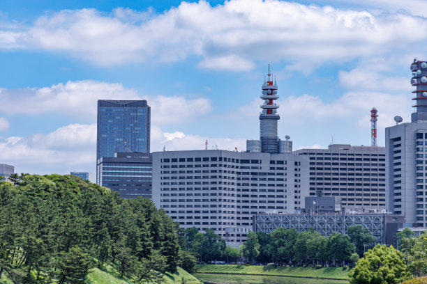 美丽的蓝天和城市建筑图片下载