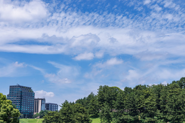 美丽的蓝天和城市建筑图片下载