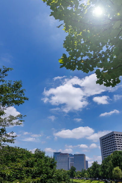 美丽的蓝天和城市建筑图片下载