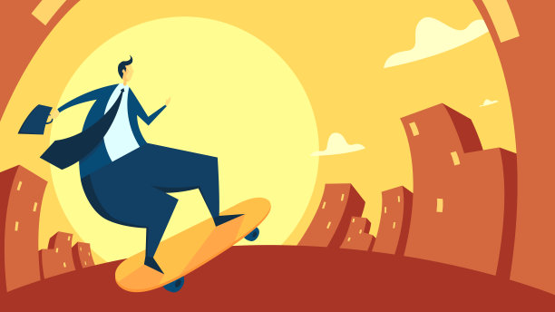 商人与滑板图片下载