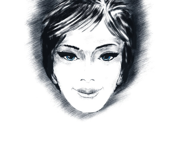 一个女孩带着讽刺的微笑的单色对比肖像图片下载