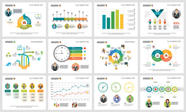 为演示幻灯片设置的彩色图表图片下载