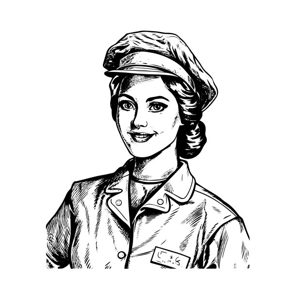 护士画孤立的手绘雕刻风格图片下载