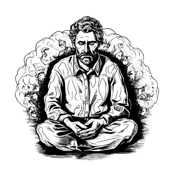 心理学家绘制孤立手绘雕刻图片下载