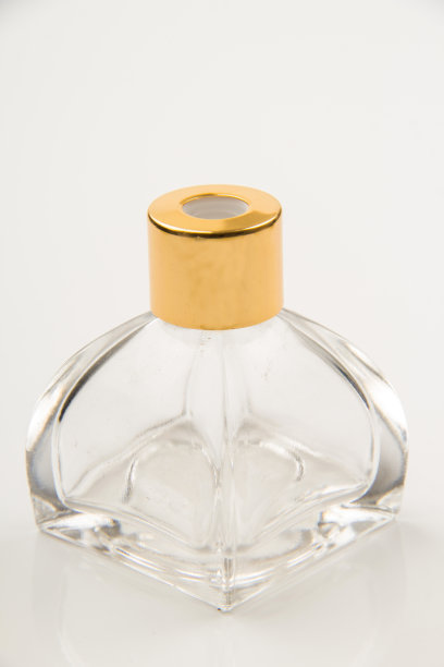 白色背景的小空透明玻璃小瓶图片下载