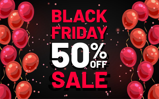 黑色星期五横幅销售提供气球平集图片下载