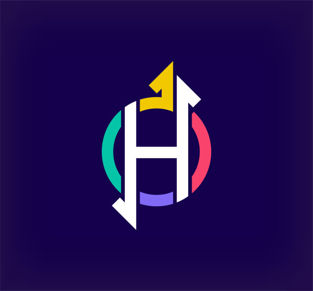 箭头圆形设计来自创意字母H。图片下载