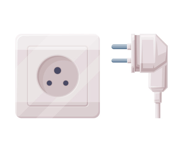 用于连接电气设备的电源插头和插座矢量插图图片下载