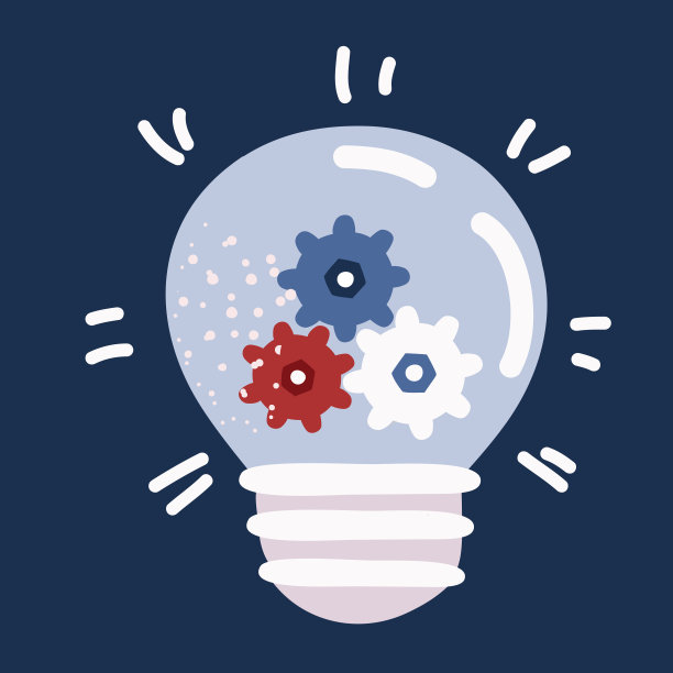 卡通矢量插图齿轮在灯泡。图片下载