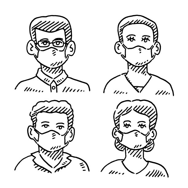 普通肖像与面具绘图图片下载