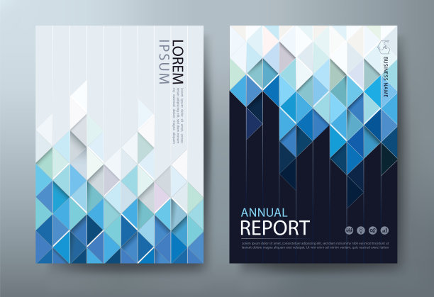 摘要蓝色年报宣传册传单，单张展示，图书封面模板。图片下载