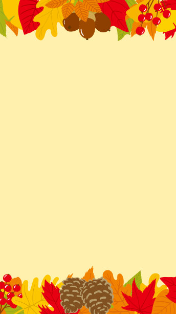 手绘横幅框架与秋叶和坚果在9:16的比例。图片下载