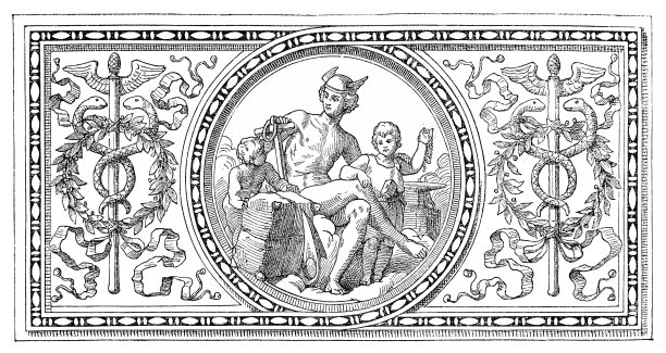 复古页装饰，保健和医学的概念图片下载