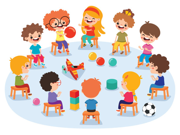 孩子们围成一圈坐着玩耍图片下载