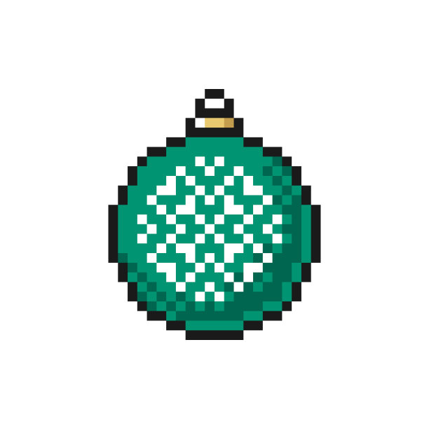 圣诞小玩意球像素艺术图标-孤立的白色背景，节日树玩具向量符号图片下载