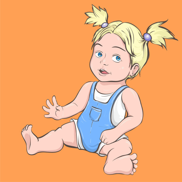 金发女郎赤着脚坐着。穿彩色工装裤的娃娃图片下载