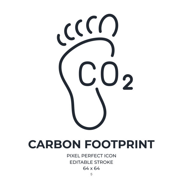 二氧化碳碳足迹可编辑的笔画轮廓图标隔离在白色背景平面矢量插图。像素完美。64 × 64。图片下载