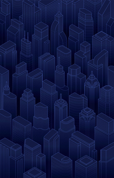 等距城市在夜间摩天大楼城市景观大都市市中心城市背景图片下载