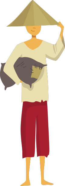 亚洲农民戴着草帽亚洲农村图片下载