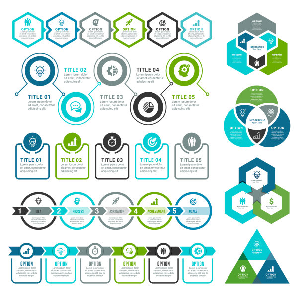一组信息图表元素图片下载