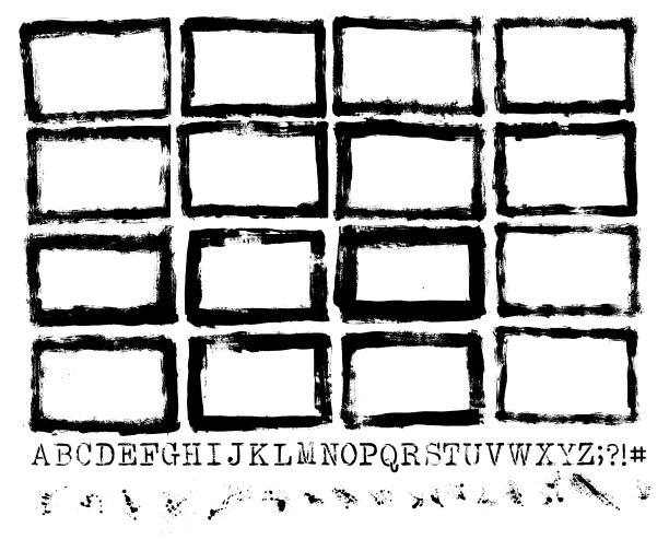 设计师必需品:画边界，油漆飞溅，手模板字母，设计师集合工具包图片下载