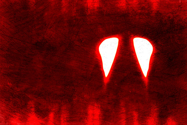 红色和深栗色渐变颜色与抽象的形状明亮的白光发光的鬼眼设计和凌乱脏划痕到处图片下载