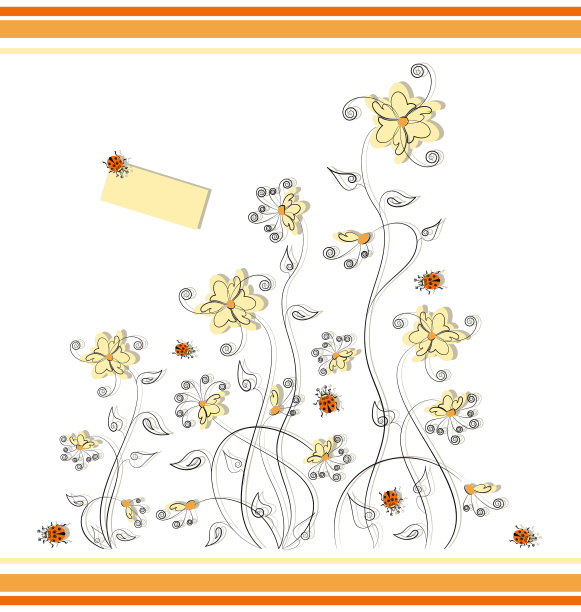 黄花和瓢虫花设计图片下载