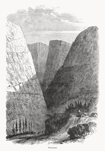 moeangangi山谷，新西兰，木刻，1868年出版图片下载