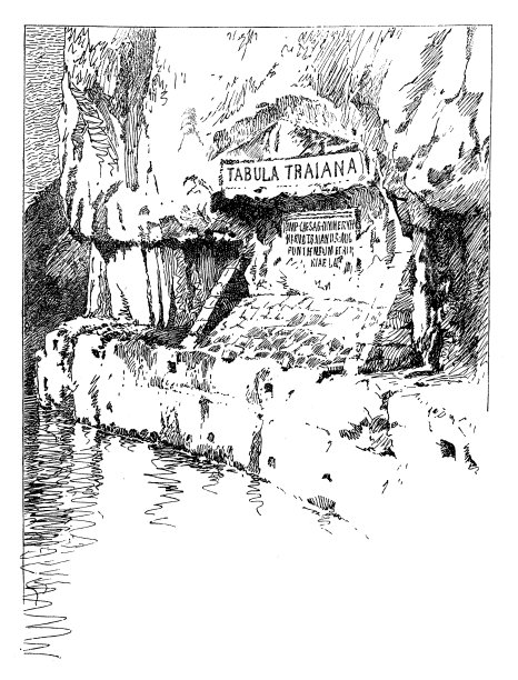 图拉真石碑，从多瑙河上看到的古代纪念碑。图片下载