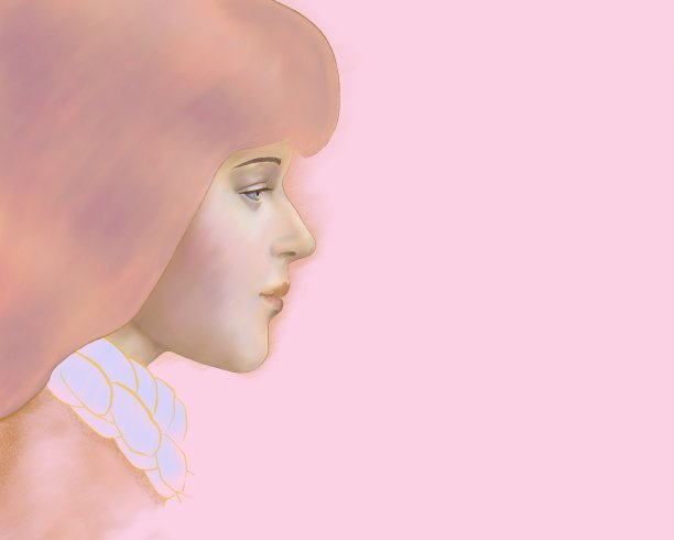 粉色水平背景上的女孩简介图片下载