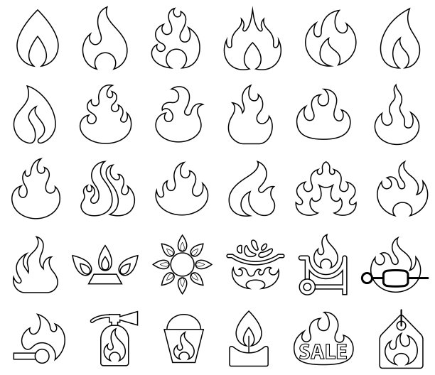 火和火焰轮廓图标图片下载