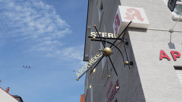 一个带有星星图案的药房户外标识图片下载